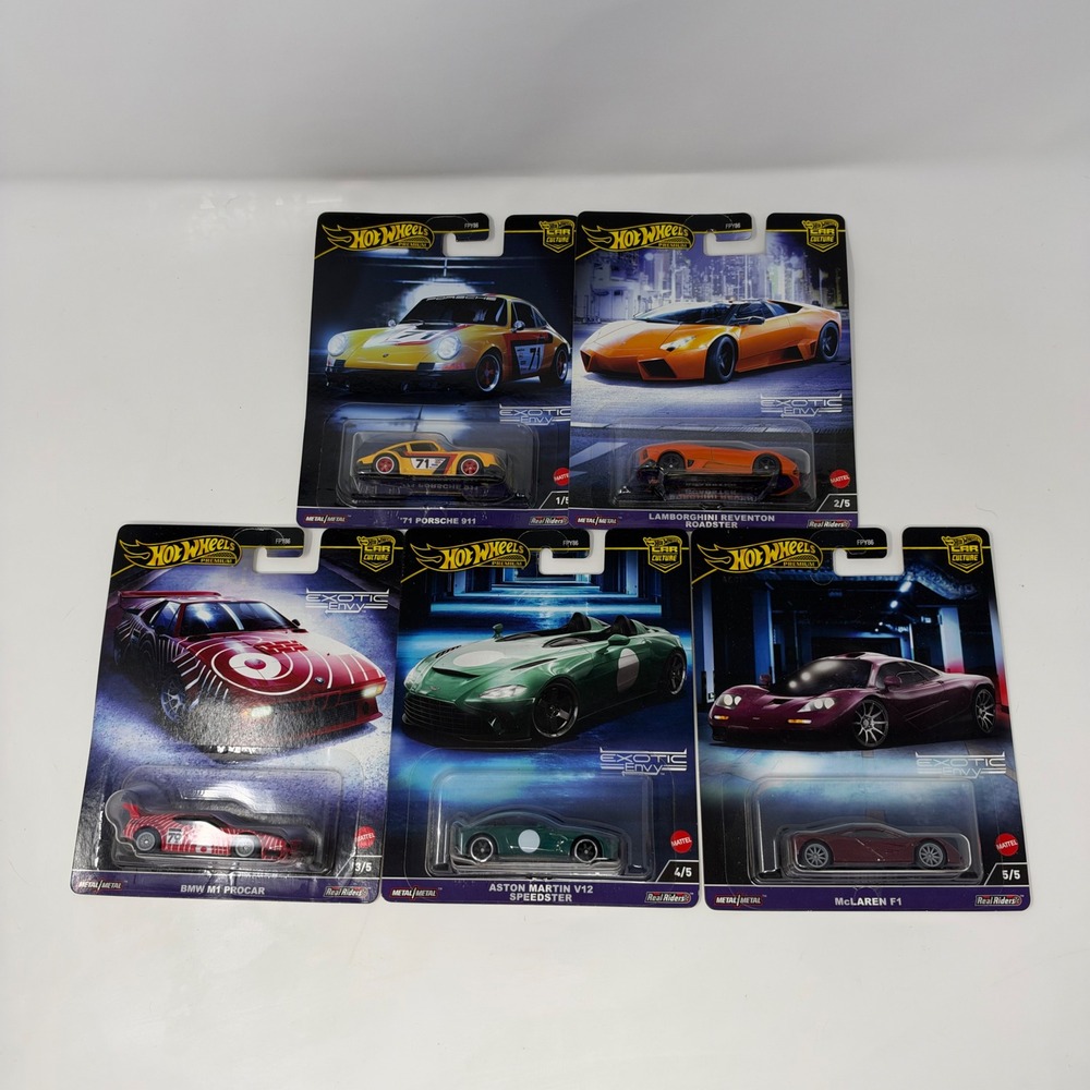 Hot Wheels Premium Car Culture Exotic Envy Complete Set Porsche Lamborghini